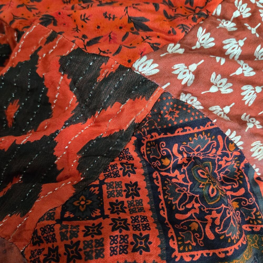 Boho Patchwork Harem Romper Red Tie Strap Jumper … - image 11